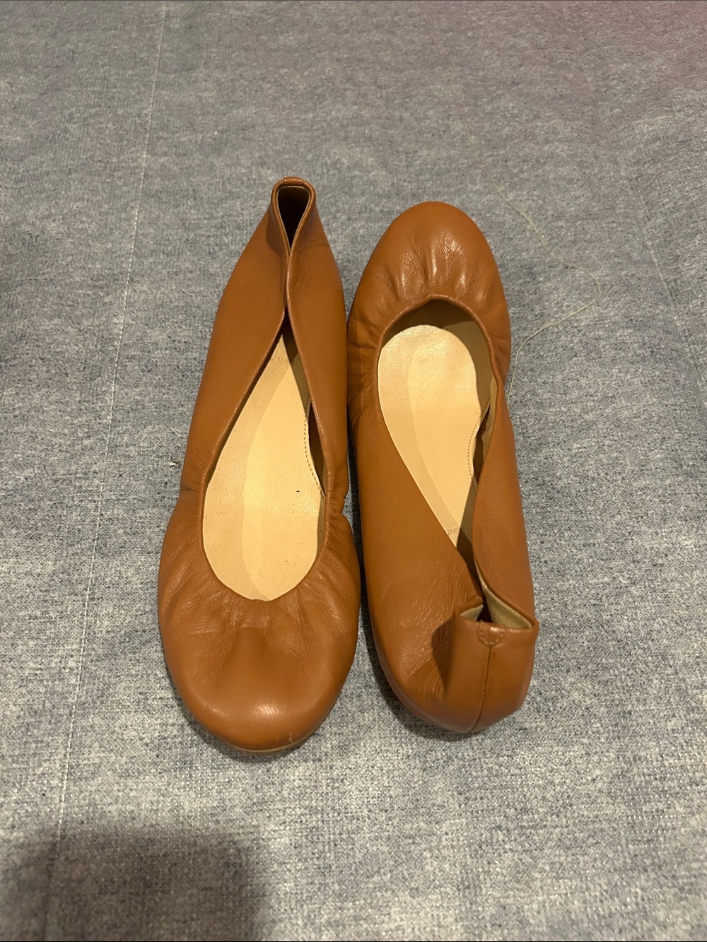 J. Crew Cognac Leather Ballet Flats